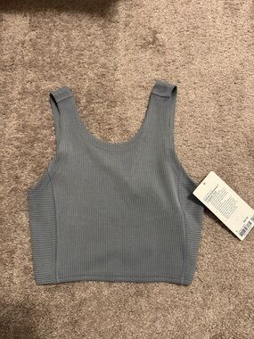 Lululemon Ribbed Softstreme Cropped Tank- Belgian Blue-Size 6